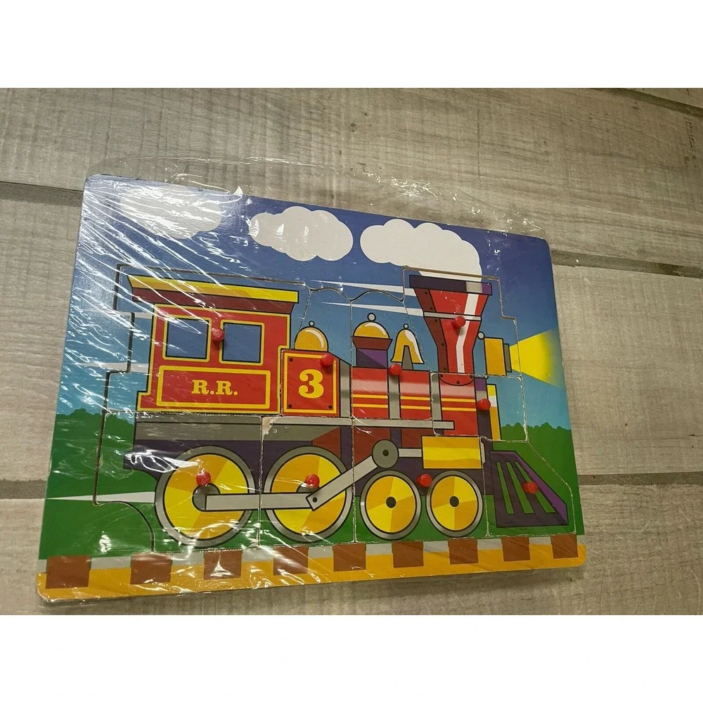 Wooden Jigsaw Puzzle‎ Rain Forest Nature Train Colorful Playskool Homeschool 14